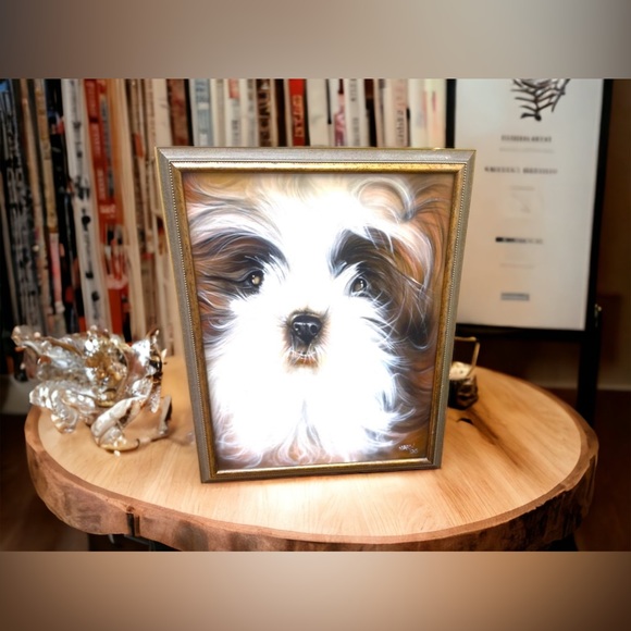 1996 Painting Schizu animal dog Signed canvas painting - Picture 2 of 8